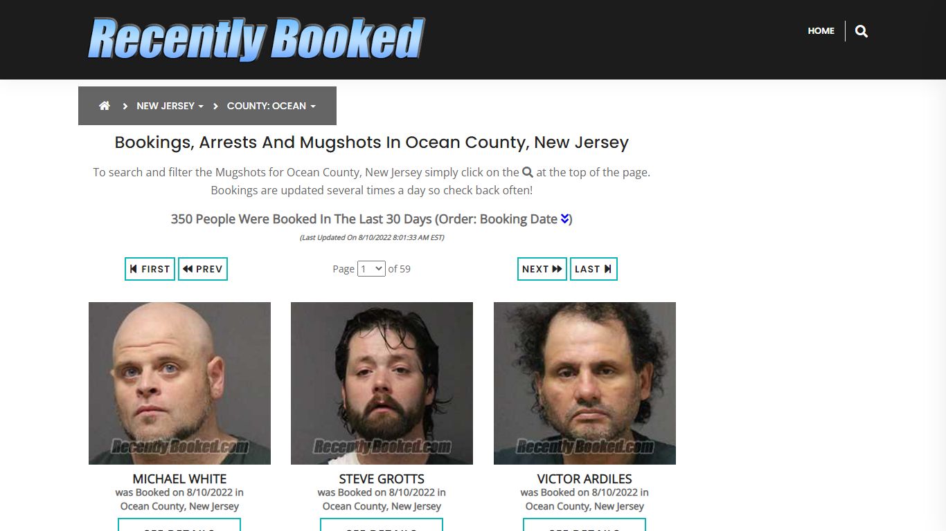 Bookings, Arrests and Mugshots in Ocean County, New Jersey